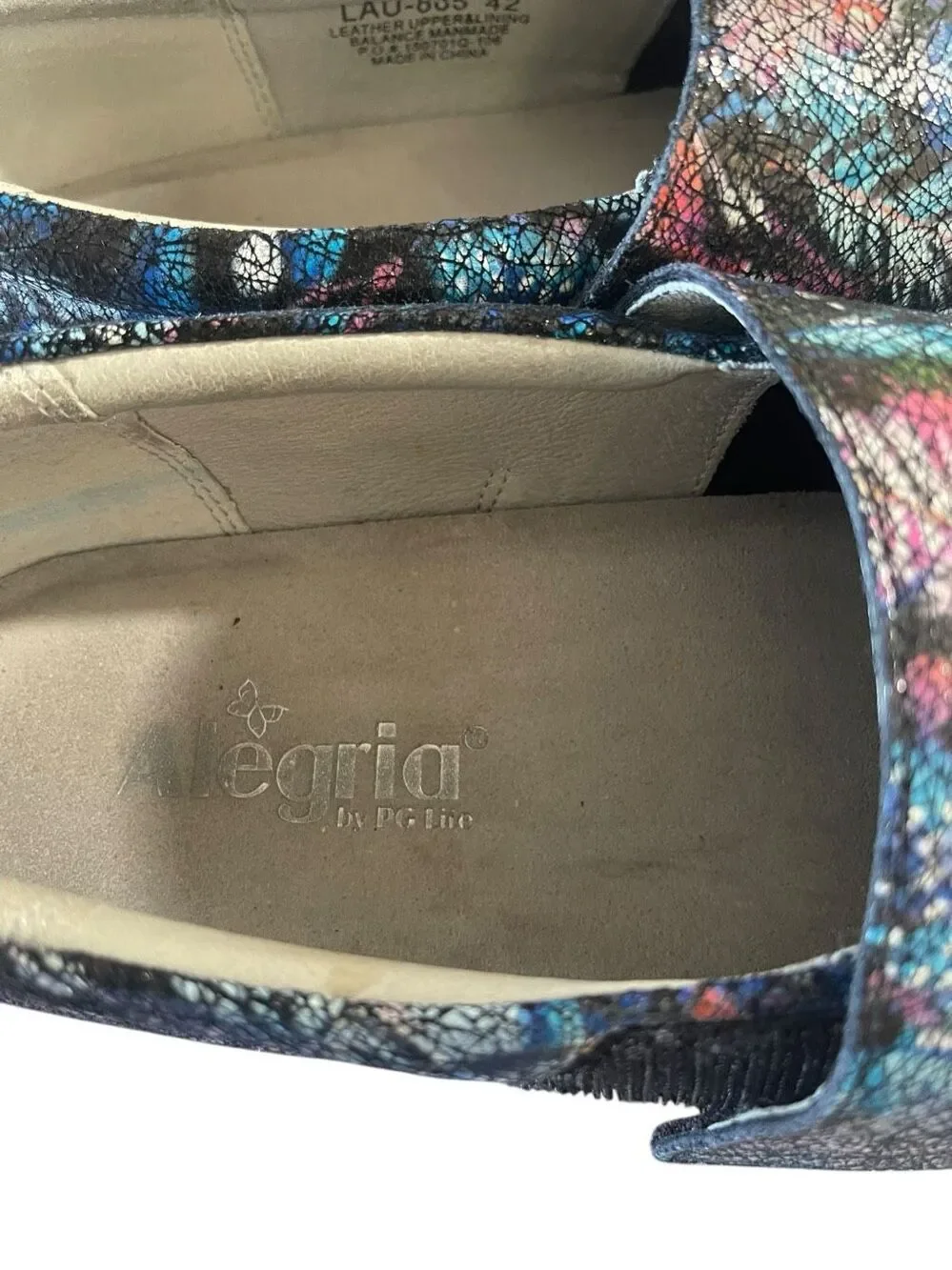 Alegria Lauryn Womens Multicolor Feather Print Loafer Comfort Shoes Size 42